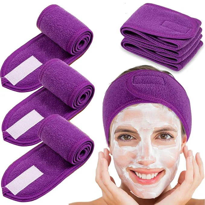 Unique Whaline Spa Facial Headband 4 Packs Head Wrap Terry Cloth Headband Adjustable Authentic