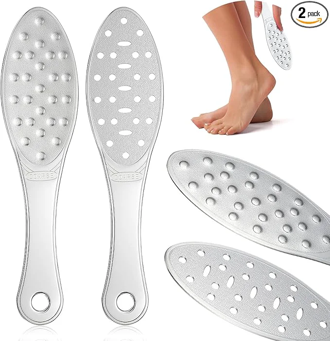 Versatile 2 Pcs Stainless Steel Foot Scraper Metal Foot File Double Sided File Callus Premium