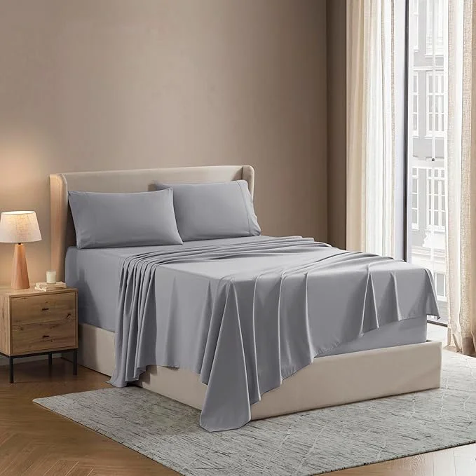 Secure Nestl California King Sheet Set – 1800 Ultra-Soft Microfiber Cal King Bed Sheets – Double Brushed – Deep Pockets – Easy Fit – 4 Piece Set – Bed Sheets California King Grey Professional
