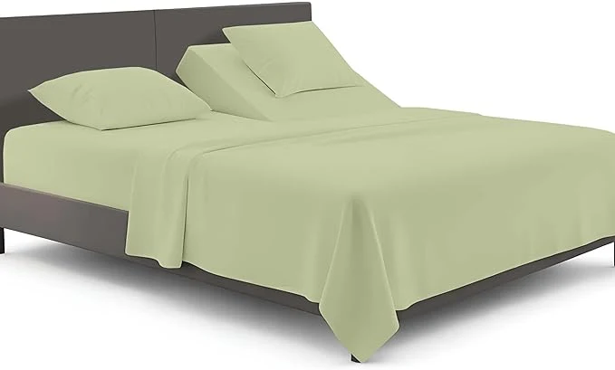 Efficient SGI bedding Adjustable Split Head Flex Top King 39 quot Microfiber Sheet Set Ultra Soft Cooling amp Deep Pocket 15 Fitted 4-Piece Breathable amp Durable Bedding Set for Split King Beds -Sage Excellent