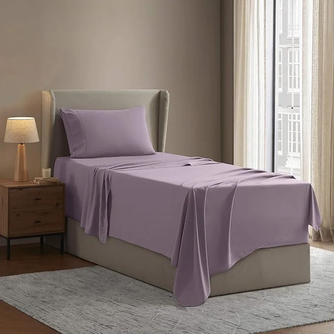 Optimized Nestl Twin Sheet Set – 1800 Ultra-Soft Microfiber Twin Bed Sheets – Double Brushed – Deep Pockets – Easy Fit – Extra Soft – 3 Piece Set – Bedding Sheets amp Pillowcases Twin Grayish Purple Secure