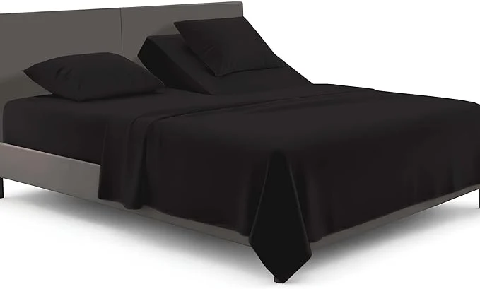 Authentic SGI bedding 36 quot King Split Top Flex Head Sheet Set 1800 Threads Flex Top Sheet for Adjustable Bed 4 Piece Sheet Set 15 quot Deep Pocket for Sleep Number Bed – Black Original