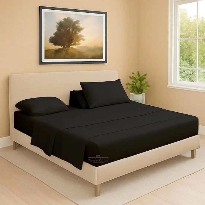 Versatile Split Head Flex 2 Qty Fitted Sheet for Adjustable Bed Queen 39 quot Split Down from The Top Egyptian Cotton 600 Thread Count 18 quot Deep Pocket Super Soft Wrinkle Black Genuine