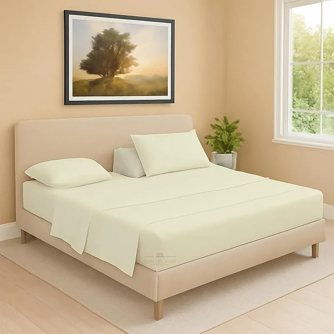 Outstanding Split Head Flex 1 Qty Fitted Sheet for Adjustable Bed King 34 quot Split Down from The Top Egyptian Cotton 600 Thread Count 18 quot Deep Pocket Super Soft Wrinkle Ivory Selected