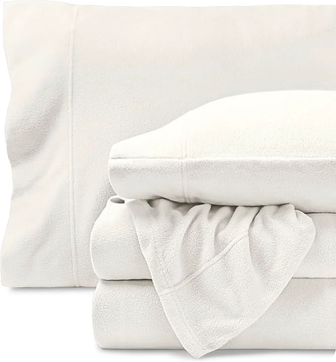 Unique Bare Home Super Soft Fleece Sheet Set – Twin XL Size – Extra Plush Polar Fleece No-Pilling Bed Sheets – All Season Cozy Warmth Twin XL Cream Genuine