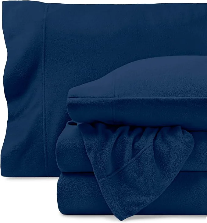 Sophisticated Bare Home Super Soft Fleece Sheet Set – Full Size – Extra Plush Polar Fleece No-Pilling Bed Sheets – All Season Cozy Warmth Full Dark Blue Luxury