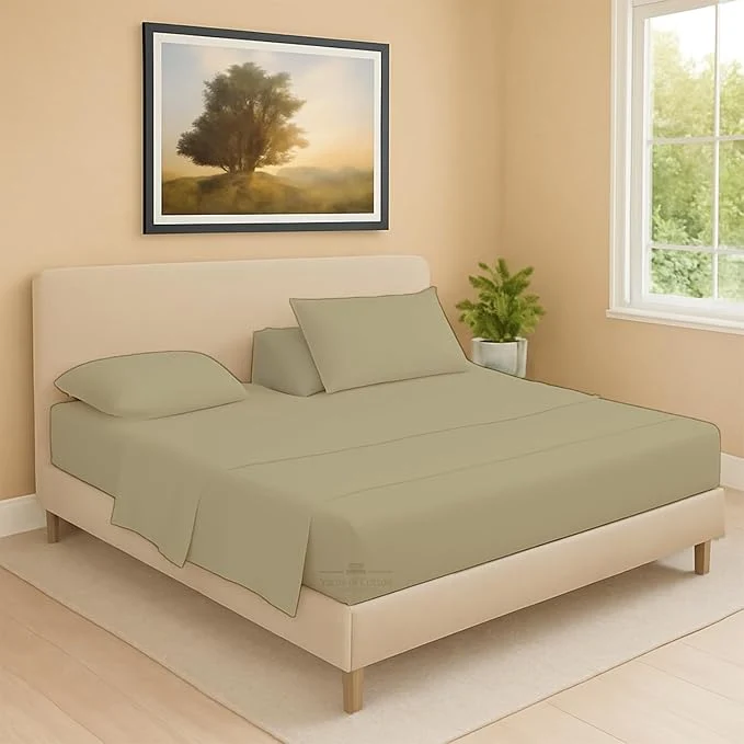Top-Quality Split Head Flex 1 Qty Fitted Sheet for Adjustable Bed Cal King 34 quot Split Down from The Top Egyptian Cotton 600 Thread Count 18 quot Deep Pocket Super Soft Wrinkle Beige Durable