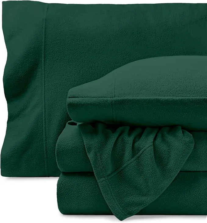 Powerful Bare Home Super Soft Fleece Sheet Set – King Size – Extra Plush Polar Fleece No-Pilling Bed Sheets – All Season Cozy Warmth King Forest Green Practical