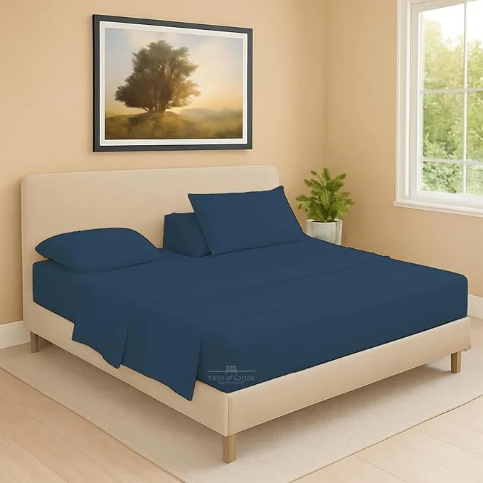 Advanced Split Head Flex 1 Qty Fitted Sheet for Adjustable Bed King 34 quot Split Down from The Top Egyptian Cotton 600 Thread Count 18 quot Deep Pocket Super Soft Wrinkle Medium Blue Original