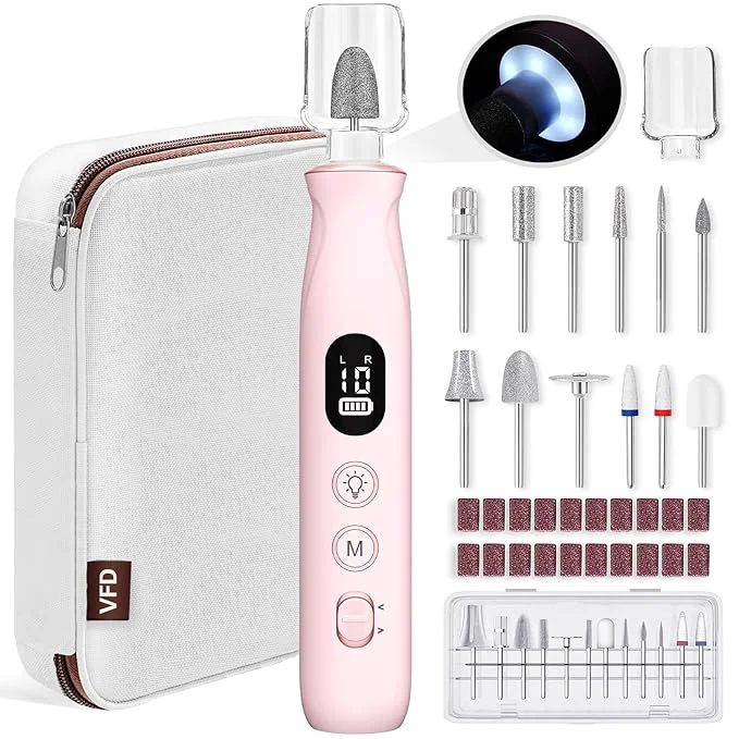 Genuine Electric Nail Drill Cordless 2000 mAh Rechargeable Portable Nail File 12 in 1 Reusable