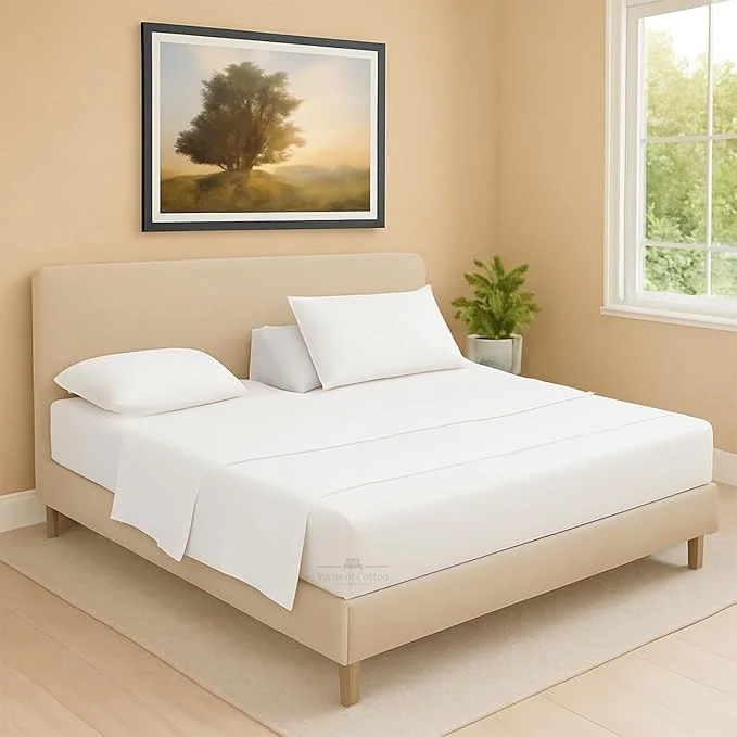 Versatile Split Head Flex 2 Qty Fitted Sheet for Adjustable Bed Queen 36 quot Split Down from The Top Egyptian Cotton 600 Thread Count 18 quot Deep Pocket Super Soft Wrinkle White Stylish