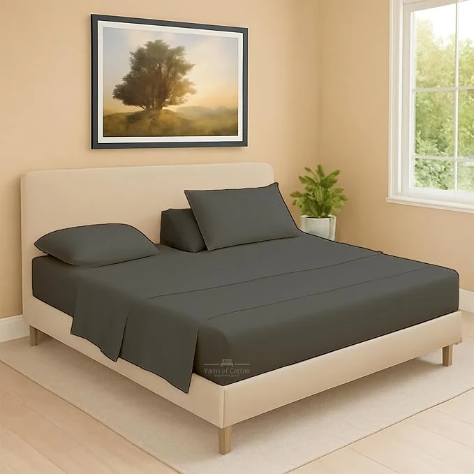 Verified Split Head Flex 1 Qty Fitted Sheet for Adjustable Bed Queen 36 quot Split Down from The Top Egyptian Cotton 600 Thread Count 18 quot Deep Pocket Super Soft Wrinkle Dark Grey Excellent