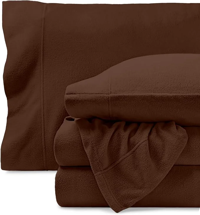Natural Bare Home Super Soft Fleece Sheet Set – Full Size – Extra Plush Polar Fleece No-Pilling Bed Sheets – All Season Cozy Warmth Full Cocoa Luxury