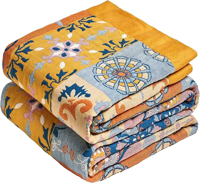Next-Generation MSGKV Boho Throw Blanket for Bed 90 quot x108 quot Cotton Blanket Spring Breathable Lightweight King Size Blankets Home Decor Muslin All Seasons World-Class