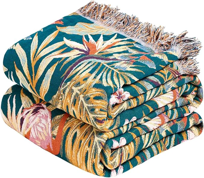 Practical MSGKV Boho Throw Blanket for Couch 50 quot x60 quot Cotton Jungle Animal Blanket Spring Breathable Lightweight Blankets for Sofa Home Decor Muslin All Seasons Smooth