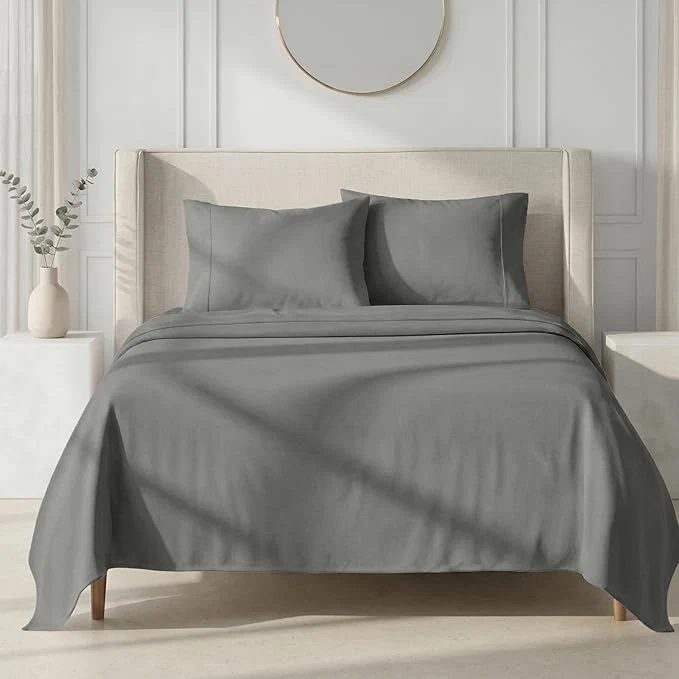 Next-Generation California Design Den Queen Sheets Set – 1000 Thread Count Sateen Thick and Natural Cotton Sheets Deep Pockets Durable Bedding Set – Grey Original