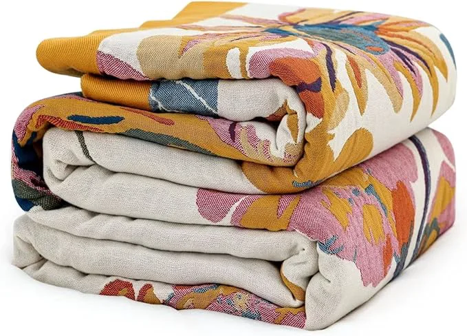 Contemporary MSGKV Cotton Throw Blanket for Bed Couch Fall 90 39 39 x 98 39 39 Super Soft Muslin Blankets Warm Boho Quilt Lightweight Farmhouse Decorative Bed Blankets Trusted