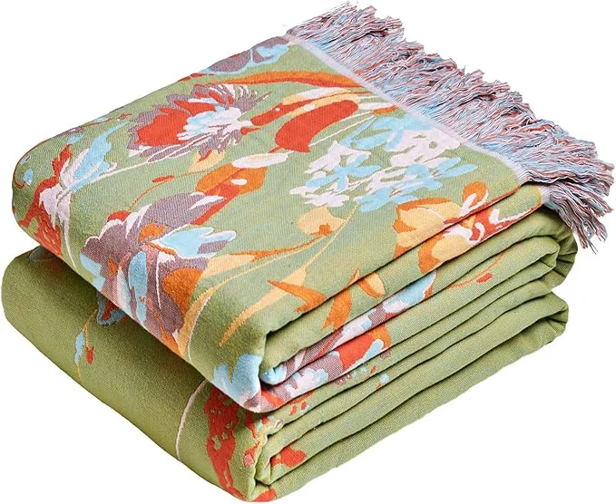 Easy-to-Use MSGKV Boho Throw Blanket 90 quot x90 quot Floral Cotton Blanket with Flower and Butterfly for Bed Spring Breathable Lightweight Farmhouse Queen Blankets Home Decor Muslin Carefully Designed