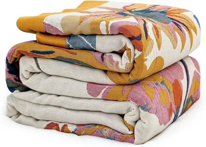 High-End MSGKV Boho Throw Blanket King Size 108 quot x90 39 39 Cotton Blanket for Bed Spring Decoractive Breathable Throw Blankets Quilt Living Room Contemporary