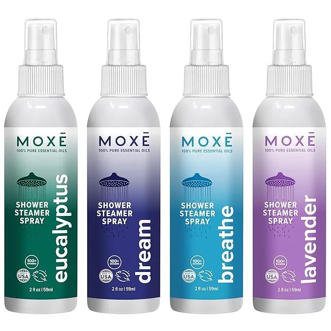 Powerful MOXE Aromatherapy Shower Mist Variety Pack Eucalyptus Breathe and Dream Soft