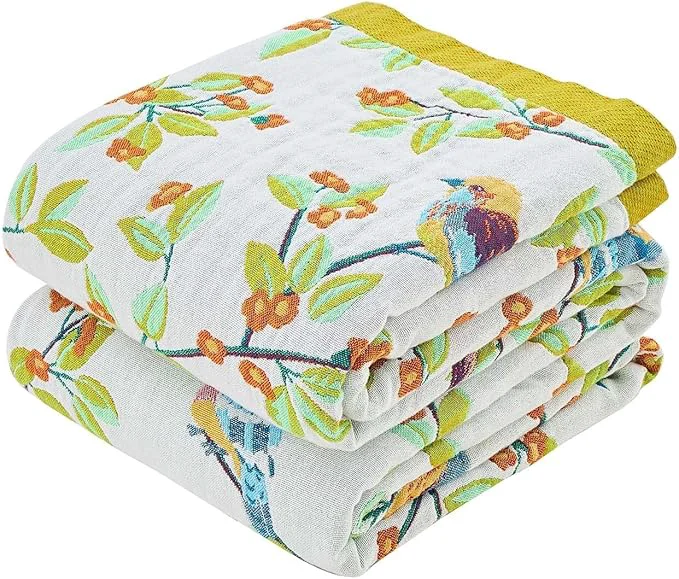 Organic Boho Throw Blanket for Bed Cotton Soft Rustic Quilt Fall Blanket 80 quot x90 quot Floral Printed Farmhouse Decor Bed Blankets All Season Rustic Reversible Bohemian Throw Quilt Breathable