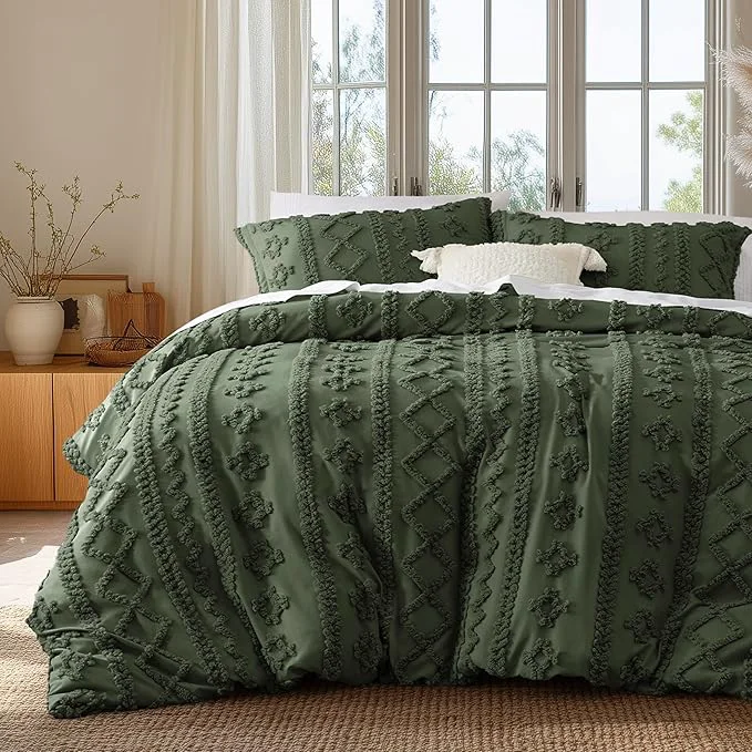 Clean Bedsure Boho Twin Duvet Cover Soft amp Comfortable Elegant Design Boho Bedding for Decoration Machine Washable Comforter Cover for All Seasons Includes 1 Duvet Cover amp 1 Pillow Sham Olive Green Genuine
