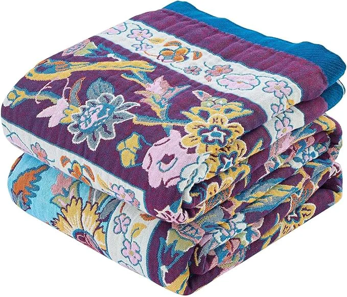Lightweight Fall Blanket for Bed Cotton Soft Rustic Boho Throw Blanket Quilt 50 quot x60 quot Farmhouse Decor Bed Flower Blankets Light Weight Reversible Bohemian Throw Quilt Proven