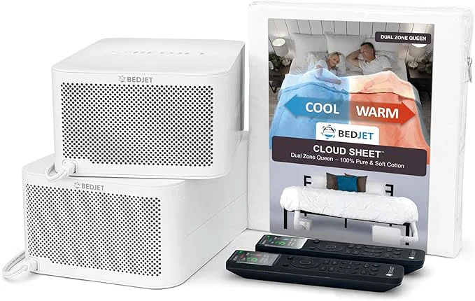 Durable BedJet 3 Dual Zone System Climate Comfort for Beds Bundle with 2 Mini Units Cloud Sheet Queen Full Size Separate Temp Control for Each Side Casual