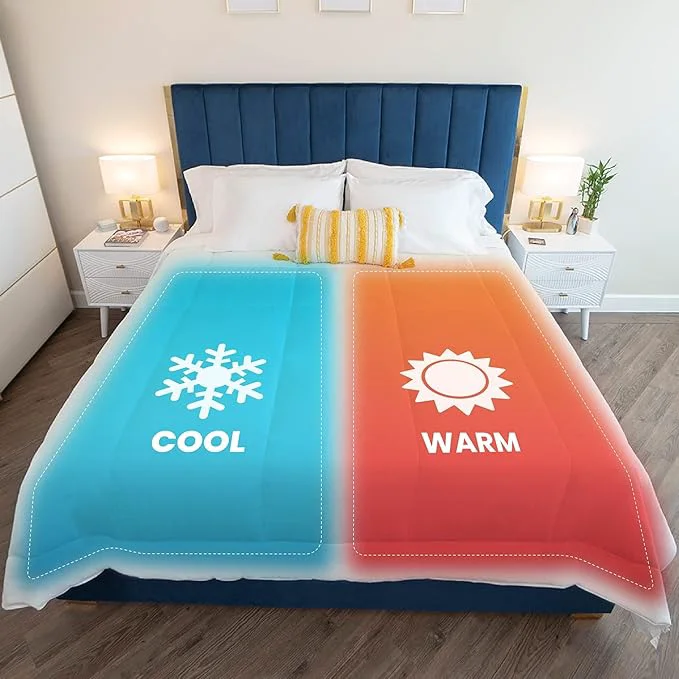 User-Friendly SöMN Kömforte Microfiber Dual Zone Comforter His and Hers Blankets for Couples Cool amp Warm Two Temperature Comforter Down Duvet Insert Wedding Gift White King Elite