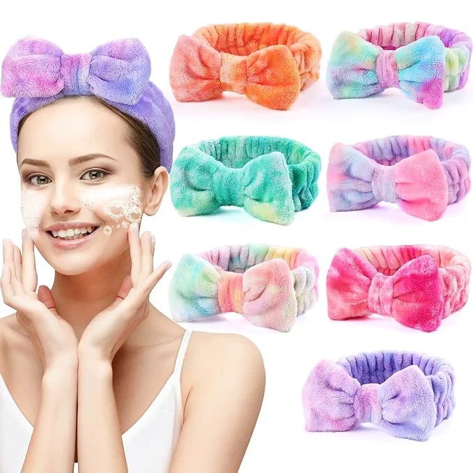 Durable UMIKU 7 Pack Spa Headband for Women Facial Makeup Headband Soft Coral Fleece Functional