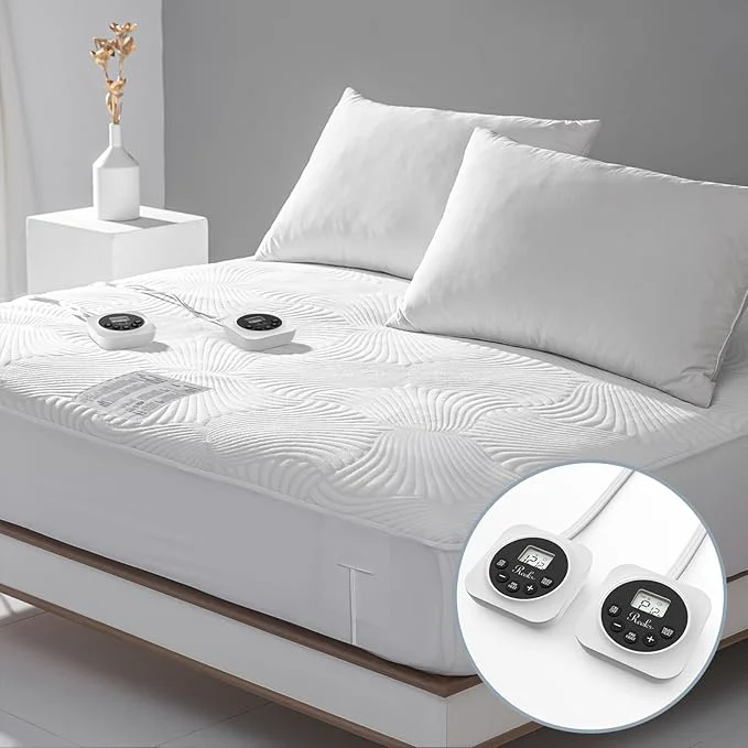 Elegant King Size Electric Heated Mattress Pad – Bed Warmer with Memory amp Preheat Functions 12 Heat Settings Dual Control for 1-12 Hours Auto Off Lighted Button Long-Lasting