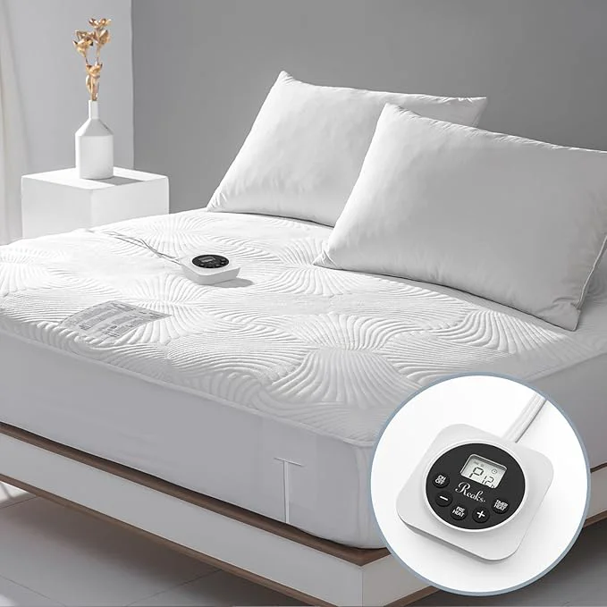 Stylish Full Size Electric Heated Mattress Pad – Bed Warmer with Memory amp Preheat Functions 12 Heat Settings Single Control for 1-12 Hours Auto Off Lighted Button Practical