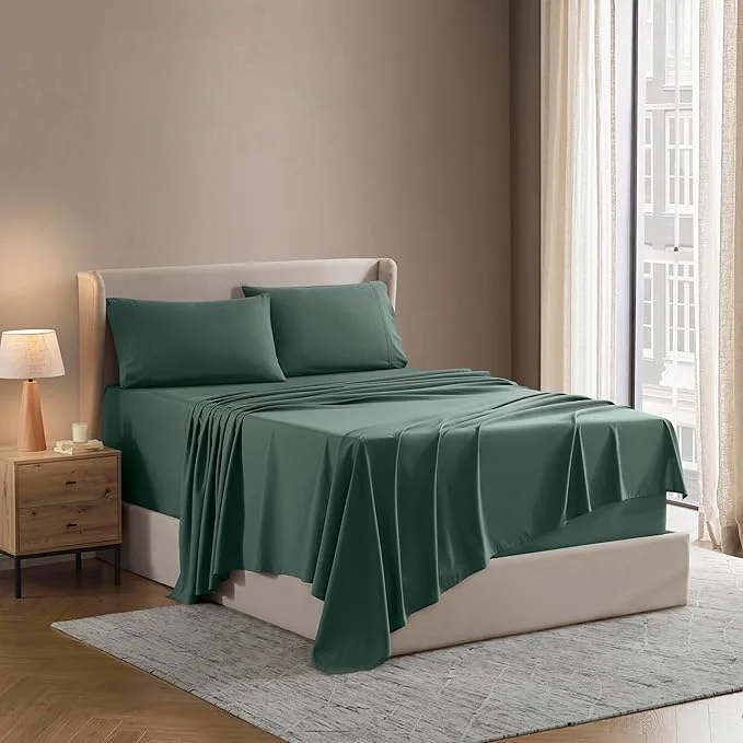 Fast Nestl Queen Sheet Set – Luxury 1800 Ultra-Soft Microfiber Bed Sheets – Double Brushed – Deep Pockets – Easy Fit – 4 Piece Set – Bedding Sheets amp Pillowcases Queen Forest Green Premium Material