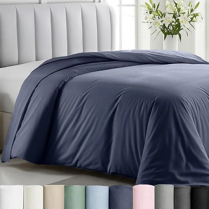 Versatile California Design Den Duvet Cover King Size Only – Winner Good Housekeeping Bedding Awards 2025 Premium 400 Thread Count Cotton Sateen Button Closure amp Corner Ties – Indigo Dusty Blue Casual