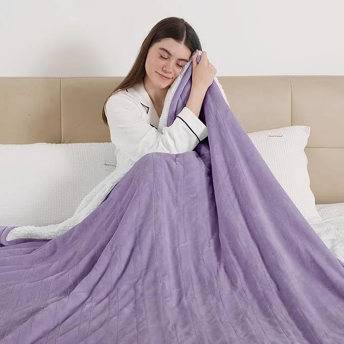 Minimalist ESTINGO Electric Heating Blanket Full Size Heated Electric Blanket with 6 Heating Levels amp 1-10 Hours Auto Off Washable Plush Heated Blanket for Bed Camping Office 72 quot x 84 quot Lavender Violet Dependable