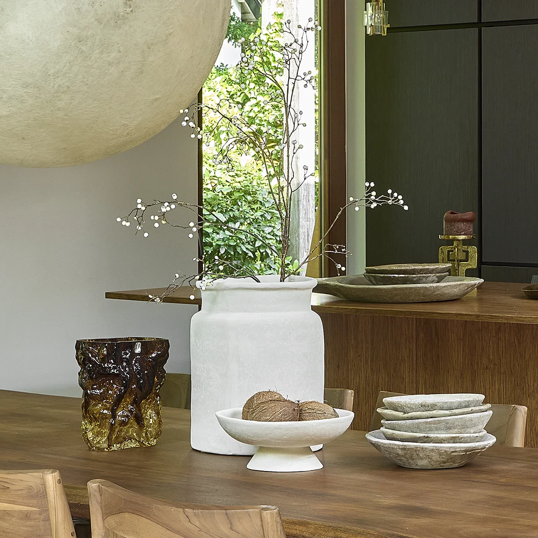 Green Chalk vase Mandore L Natural