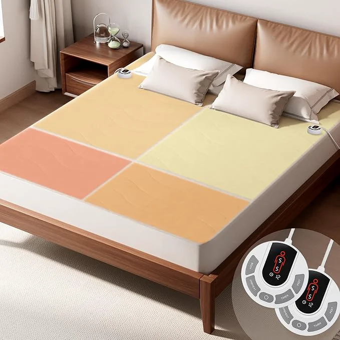 Prestigious GOTCOZY Multi-Zone Heated Mattress Pad King Size – Electric Mattress Pad Fit up to 15 quot with 10 Heat Setting amp 12 Hour Auto Off Independent Body amp Feet Heating Machine Washable（Bleach） Eco-Friendly