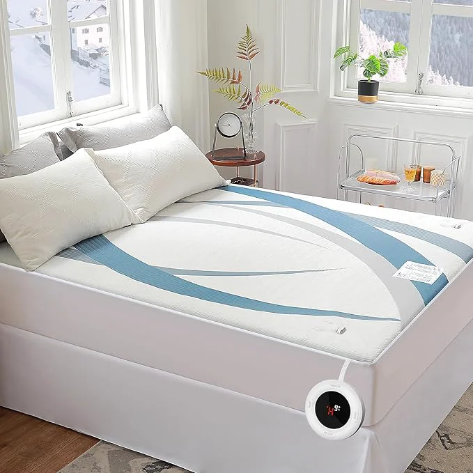Certified Gotcozy Heated Mattress Pad Full Size – Electric Mattress Pad Fit up to 15 with 10 Heat Setting amp 10 Hour Auto Off ETL Machine Washable Blue Expertly Made