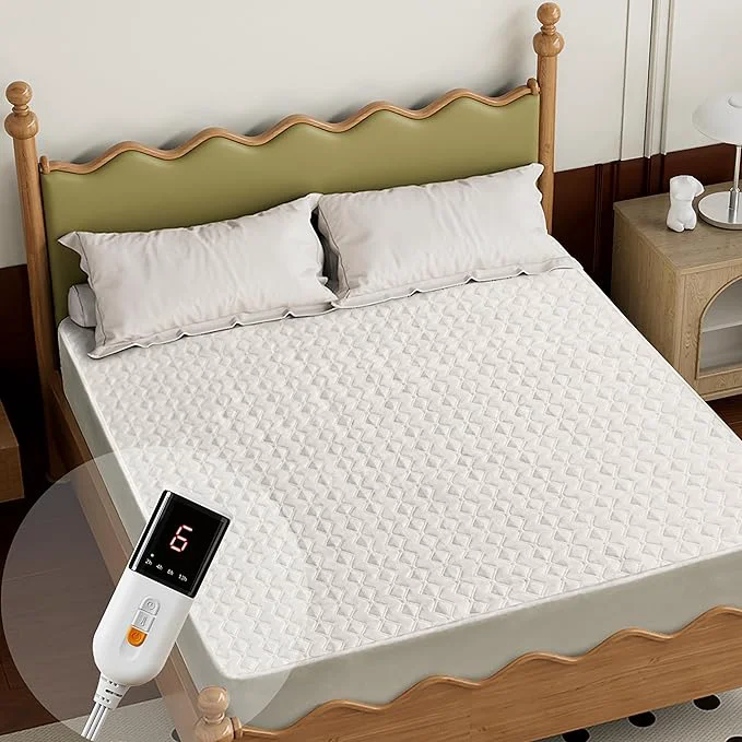 Certified Gotcozy Heated Mattress Pad Full Size – Electric Mattress Pad Fit up to 15 with 6 Heat Setting amp 10 Hour Auto Off ETL Machine Washable White Elegant