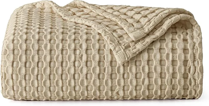 User-Friendly Bedsure Cooling Cotton Waffle Weave Throw Blanket – Lightweight Breathable Blanket of Rayon Derived from Bamboo for Hot Sleepers Luxury Throws for Bed Couch and Sofa Light Brown 50×70 Inches Consistent