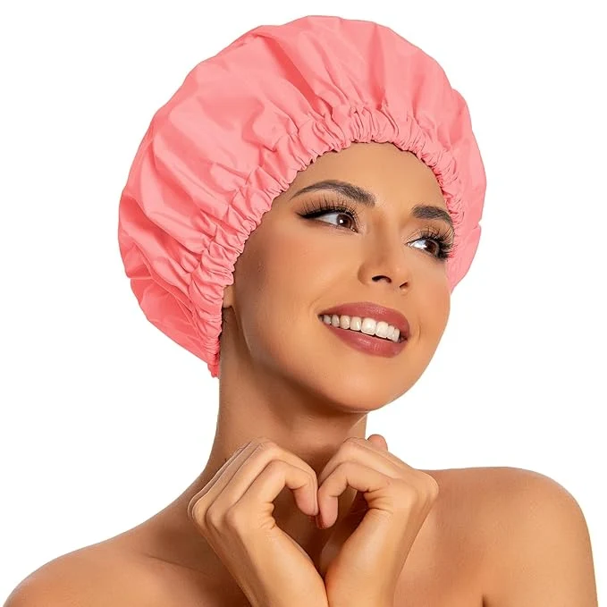 Authentic Reusable Shower Cap for Women Large Waterproof Shower Bonnet Smart