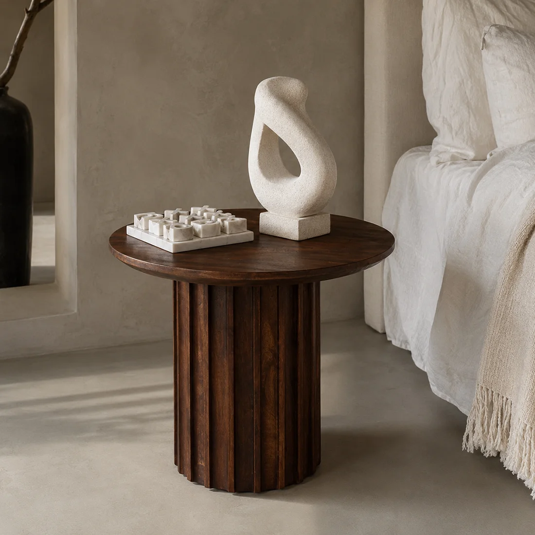 Verified Bullnose side table reversed fluted Effective