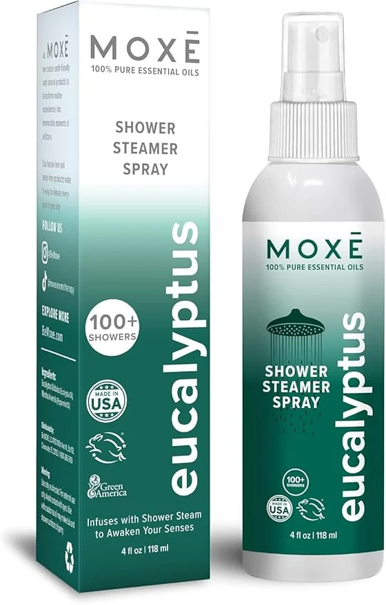 Relaxed MOXĒ Eucalyptus Oil Shower Mist Spa Steam Spray Natural Original Design