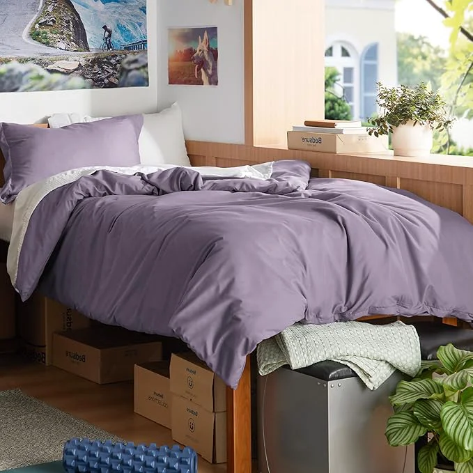 Crafted Bedsure Duvet Cover Twin Twin XL Size – Soft Double Brushed Bedding Set for Kids amp Adults Zipper Closure 2 Pieces Includes 1 Duvet Cover 68 quot x90 quot amp 1 Pillow Sham NO Comforter Grayish Purple Premium