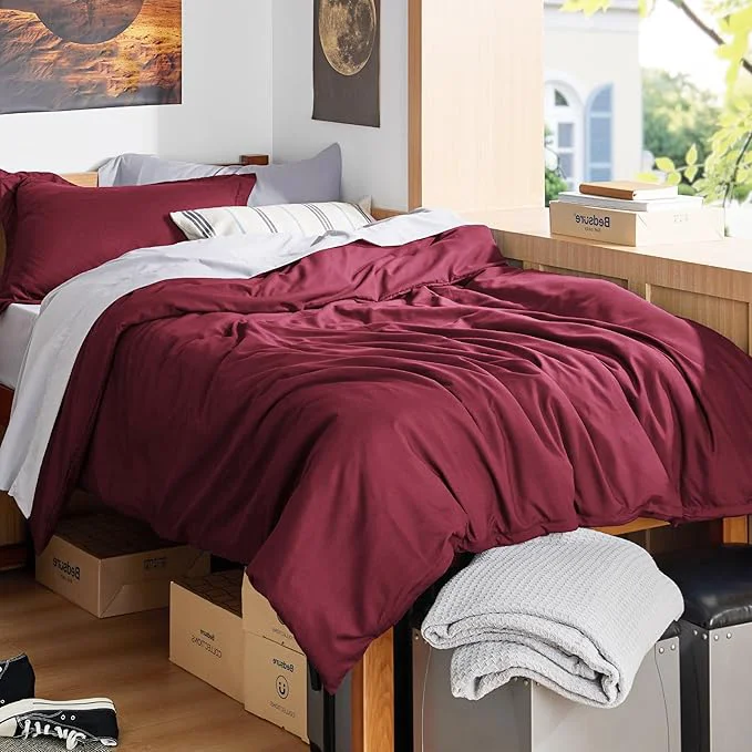 Elegant Bedsure Duvet Cover Twin Twin XL Size – Soft Double Brushed Bedding Set for Kids amp Adults Zipper Closure 2 Pieces Includes 1 Duvet Cover 68 quot x90 quot amp 1 Pillow Sham NO Comforter Burgundy Red Long-Lasting