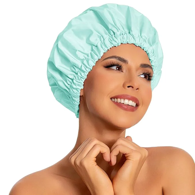 Top-Quality Reusable Shower Cap for Women Large Waterproof Shower Bonnet Relaxed