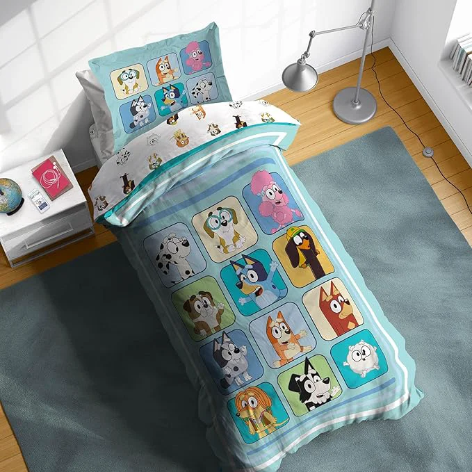 Advanced Sunny Side Up Bluey amp Friends Twin Comforter Set – 5 Piece Kids Bedding Includes Comforter Sheets amp Pillow Cover – Super Soft Microfiber Bed Set Exceptional