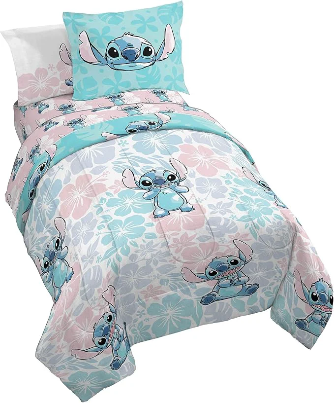 Outstanding Jay Franco Disney Lilo amp Stitch Full Comforter Set – 7 Piece Bedding Includes Sheet Set amp Pillow Covers – Super Soft Kids Floral Bedding Elite