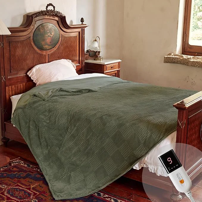 Trendy Electric Blanket Twin Size 62 39 39 X84 39 39 – Heated Blanket with Single Control Fast Heating 9 Heating Levels amp 10 Hours Auto Off ETL Machine Washable Gray Green Fashionable