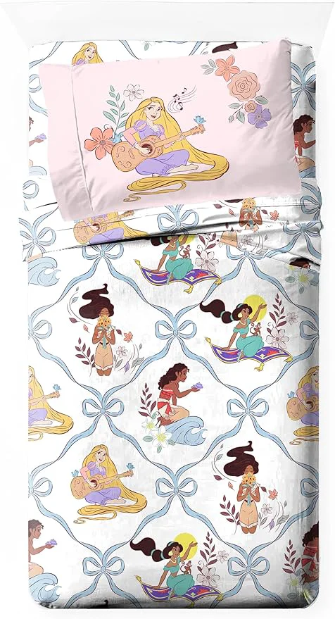 Exceptional Jay Franco Kids Sheet Set with Fitted Flat Sheets amp Pillow Cover – Ultra-Soft Bedding with Pillowcase for Room Decor White – Disney Princess 3 Piece Twin Stylish